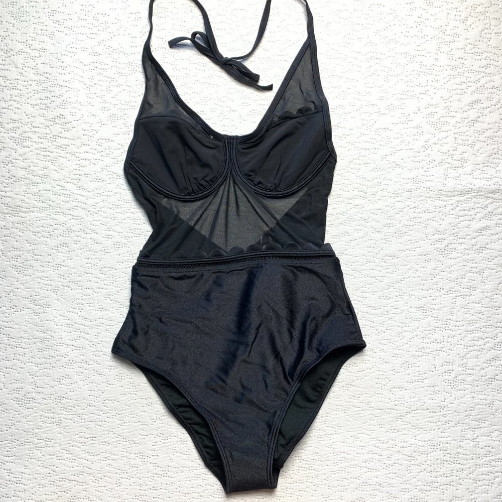 Ted Baker Women's Kesia Swimsuit Black Mesh 34C/D - Picture 2 of 14